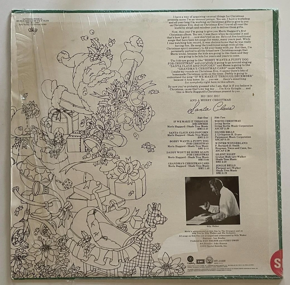 Merle Haggard's Christmas Present LP Capitol (1973) vg+ in shrink - Image 2 of 3