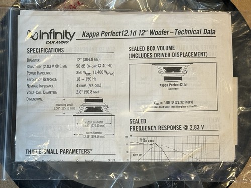 Infinity Kappa Perfect 12.1D 12” Dual-Voice Coil Automotive Subwoofer 4 OHM NEW - Picture 14 of 15