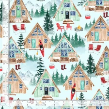 Nature Fabric | Scenic Lake House Allover Blue | Timeless Treasures YARD