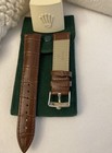 ROLEX Old Style Brown Leather Band  20mm  Silver Plated Rolex Buckle NOS — photo 2