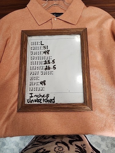 Faconnable Mens L Orange Silk Cashmere Blend Sweater Long Sleeve Polo - Picture 7 of 7