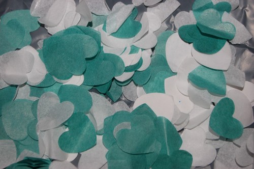 Emerald Green & White Wedding Confetti - Love Hearts Biodegradable - Picture 8 of 18