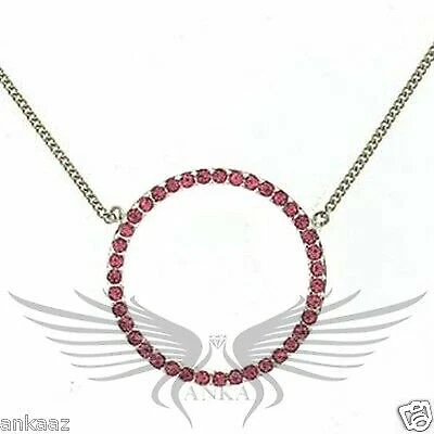 CHANEL Brillante Ciondolo Placcato Rodio Alta Grado Cristallo Rosa Cerchio Della Vita Loa499 *