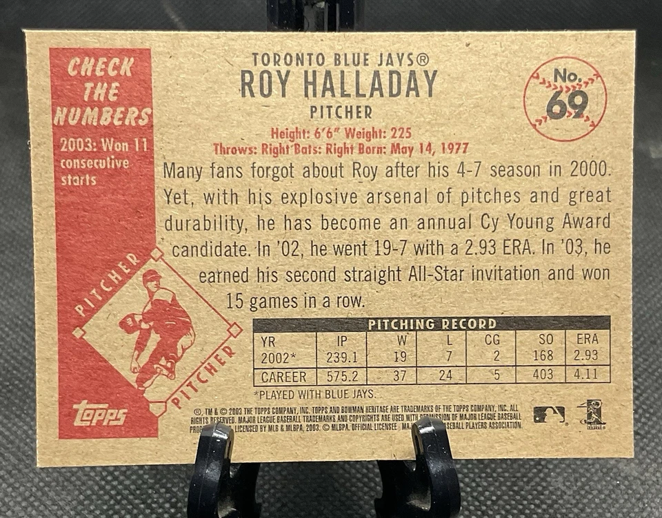2003 Bowman Heritage #69 Roy Halladay - Toronto Blue Jays - Image 2 of 3