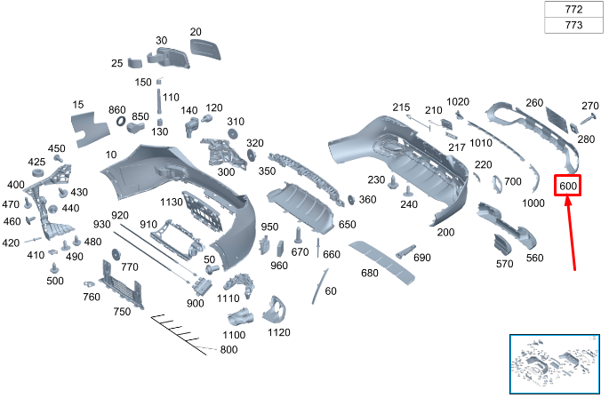 MB GLC X254 Zierleiste Stoßstange hinten unten A2548857002