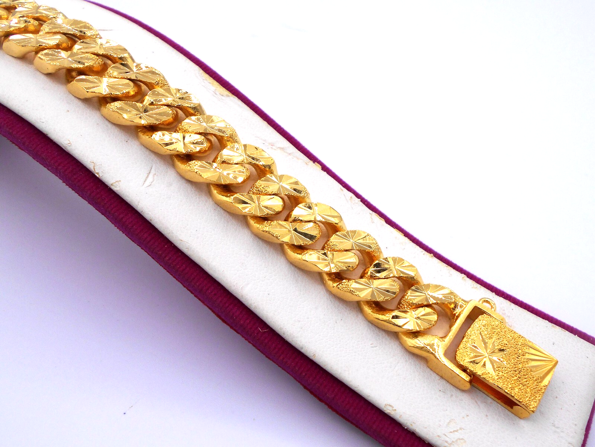 Men's Classic 22K 23K 24K THAI BAHT YELLOW GOLD PLATED Bracelet