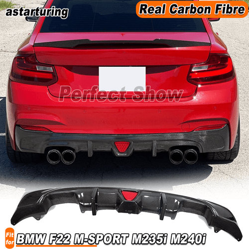 For BMW F22 M-SPORT M235i M240i 14-19 Real Carbon Fiber Rear Bumper Diffuser Lip - Picture 1 of 17