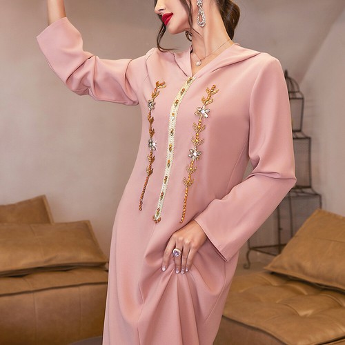 Moroccan Women Muslim Abaya Hooded Long Dress Dubai Kaftan Islamic Arab Robes - Afbeelding 2 van 62