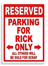 Personalized Parking Sign Wall Decal Metal Sign No Parking Customized for RICK