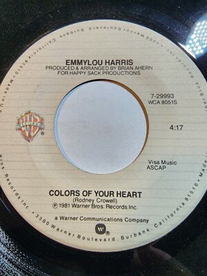 EMMYLOU HARRIS : COLORS OF YOUR HEART, BORN TO RUN -WB VG F251