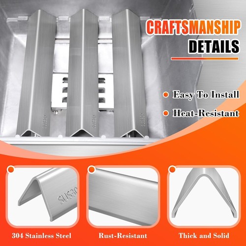 7635 15.3" SUS304 Flavorizer Bars for Weber Spirit I & II E210 S210 E220 S220 - Picture 4 of 5