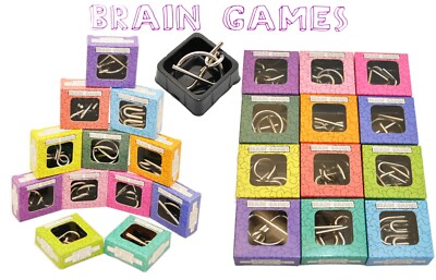 12 Metallpuzzle Knobelspiele Metallknobelei versch. Schwierigkeitsgrade Brain T