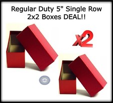 2x2 Red Coin Box 5 Inch For Cardboard Holder Flips Storage 2 Boxes Lot Deal NEW