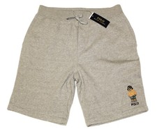 Polo Ralph Lauren Mens Grey Polo Bear Fleece Relax Beach Jogger Sweat Shorts NWT