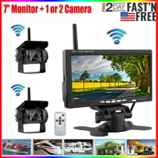 Wireless backup rear view camera system 7"monitor night vision for RV truck bus