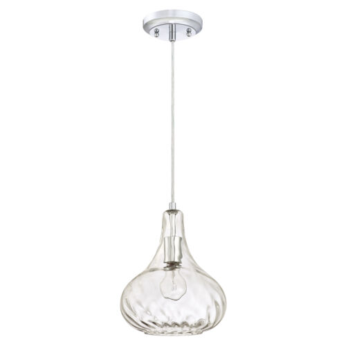 Modern Light Fitting Chrome and Hammered Glass Shade Westinghouse Pendant Light - Picture 1 of 4