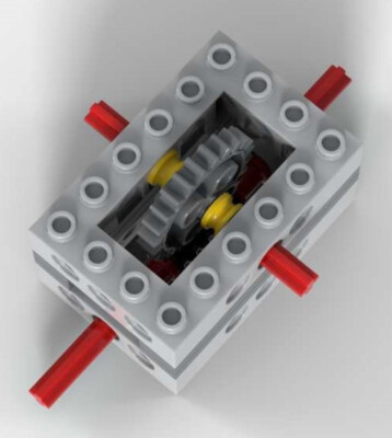 LEGO Technic 90 Degrees Gearbox  (brick,gear,axle,bush,car,truck,crane,pin,crank)