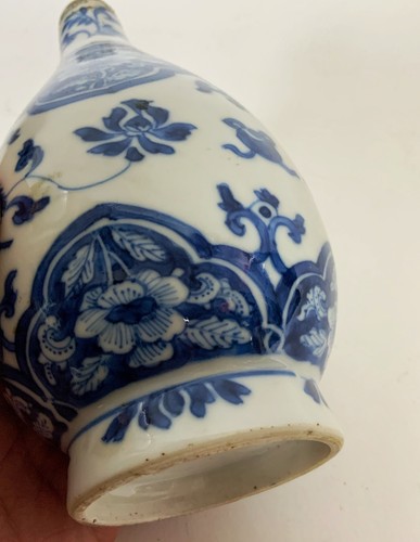 Antike Kangxi Chinesische Blau & Weiß Porzellan Flasche Vase Alt 18. Jh. - Bild 9 von 11