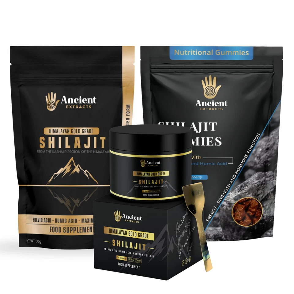 ANCIENT EXTRACTS Himalayan Shialjit Resin - Powder - Gummies, Lab Certified, 80% Fulvic Acid