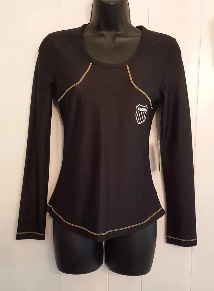 NWT K-Swiss Practic Top size Small Black w/ Gold Stitching Logo Lite Weight Mesh - Image 2 of 4