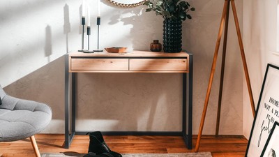 Konsole Beistelltisch Konsolentisch Denton Artisan Oak anthrazit 100x75 cm