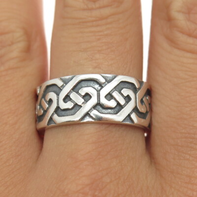 vintage Mexican jewelry ring 925 希少 925 Sterling Silver Vintage Mexico Ribbed Ring Size 6.5 - Etsy