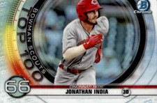 2020 Bowman Chrome #BTP-66 Jonathan India Scouts Top 100 Refractor Reds 