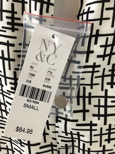 NWT New York & Company Sz S Short Sleeve Black/White Print Shift Dress MSRP $64 - Picture 9 of 12