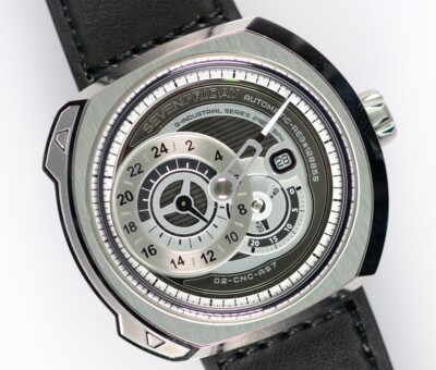 Sevenfriday Uhr SF-Q1/01-B089 Automatik Edelstahl Leder 50mm Herren Neu B+P