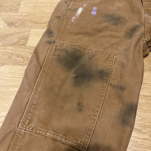 Carhartt Bib Overalls Youth Size 8 Canvas Double Knee Pants Brown Distressed - Picture 4 of 19