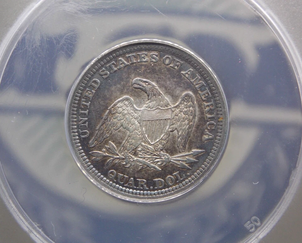 1854 "P" Seated Liberty Quarter *ARROWS* 25c ANACS EF40 XF Details #181 ECC&C - Image 2 of 4