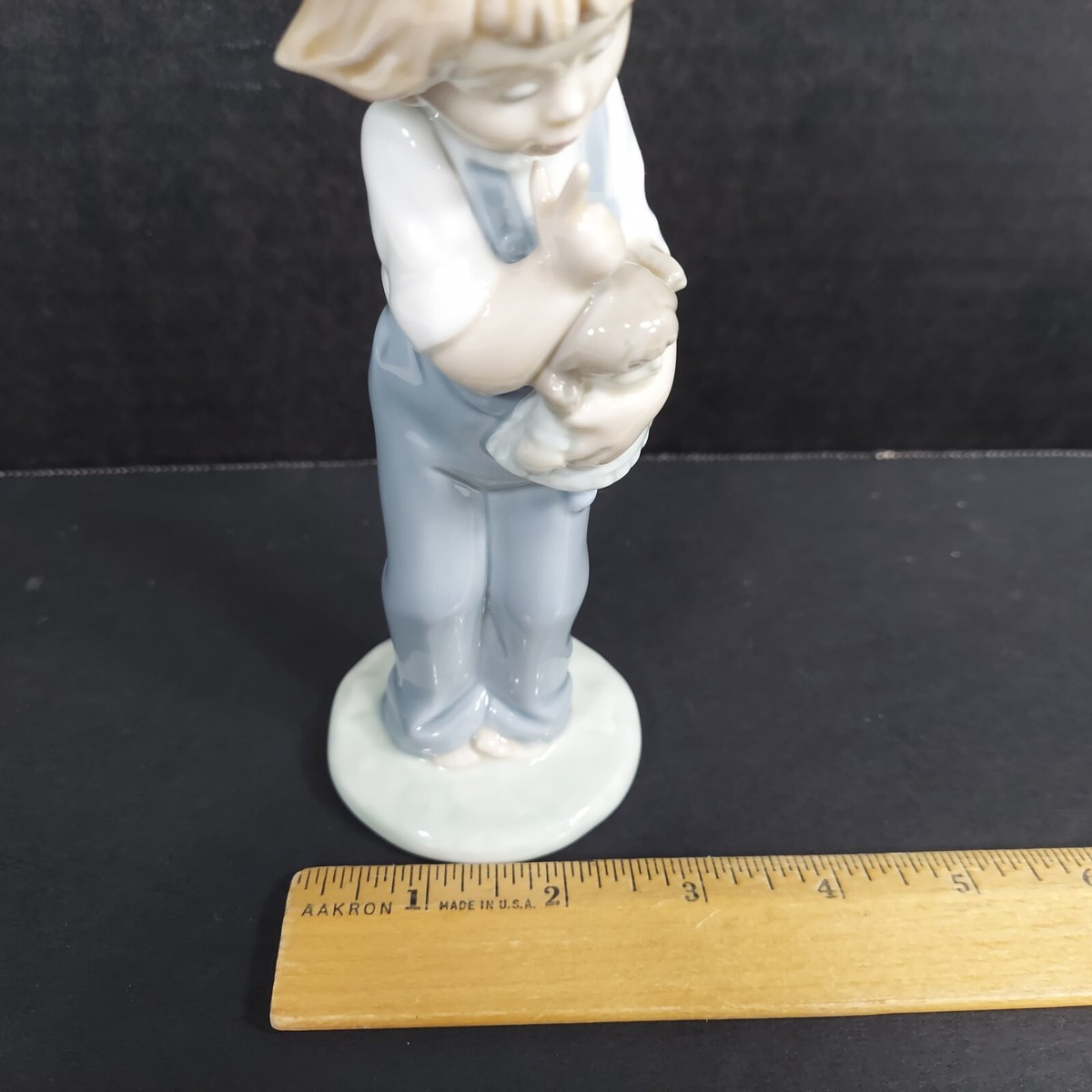 NAO LLADRO Hush Girl With Doll Overalls Porcelain Figurine
