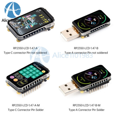 RP2350A 1.47 inch LCD Raspberry Pi Development Board Type-A/C Dual Core Module