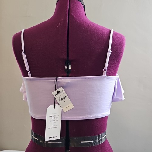 NEW NWT Express Ruffle Cropped Tank Top Light Purple Lavender Size S RV $34 - Picture 3 of 9
