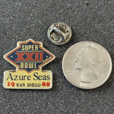 Super Bowl 22 XXII Azure Seas San Diego Broncos Redskins Pin Pinback #48653