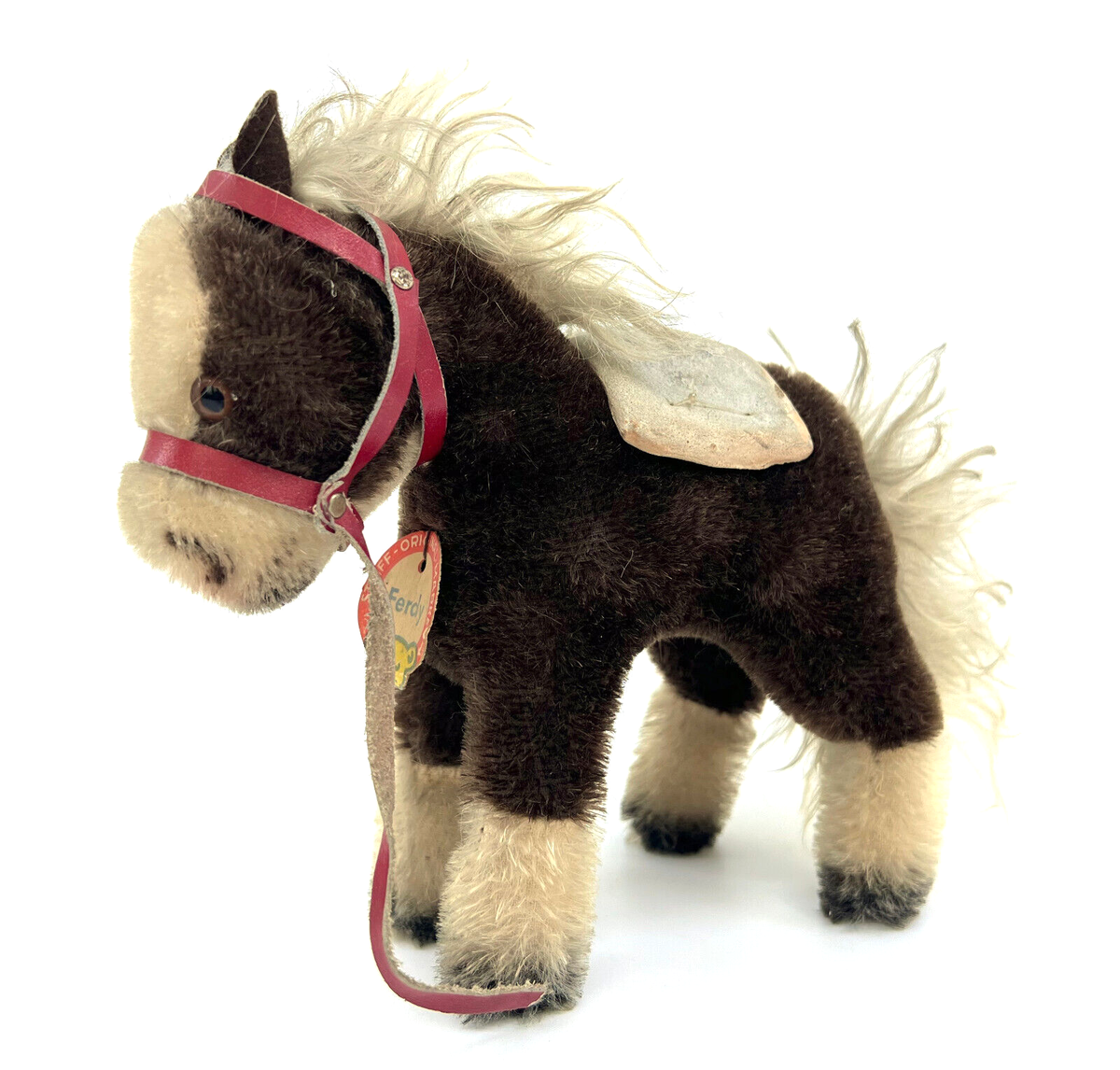 Steiff Ferdy Play Horse 1960s w Composite Pack Sack Mohair 18cm