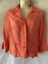 Y2K Talbots Irish Linen Blazer Womens 4 Coral Button Classic Career Cottagecore