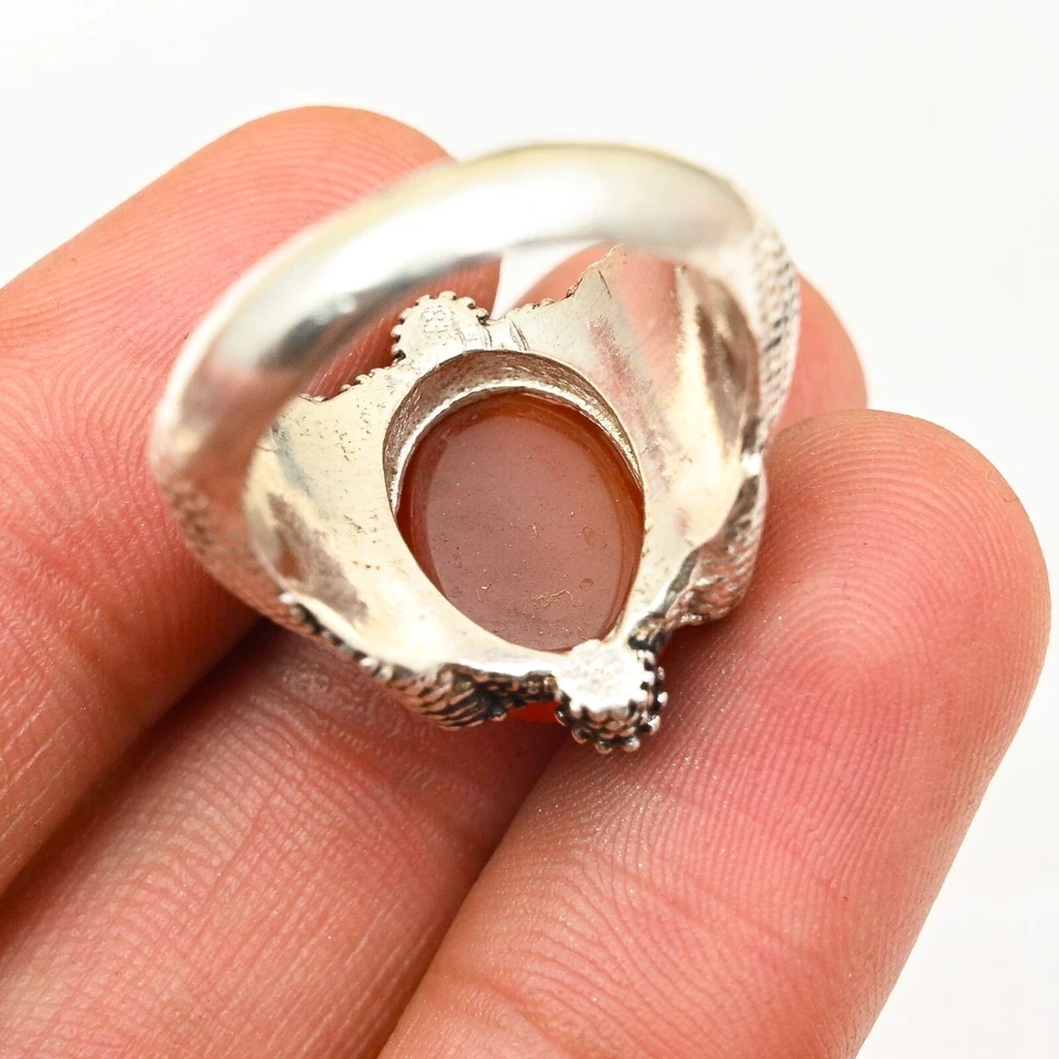 Hermoso anillo de cornalina para hombre de plata de ley 925 de diseñador, todas las tallas M769 Foto 3 de 4