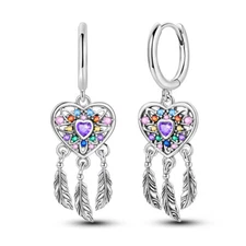 MULA New Dream Feather Hoop Earrings AAA CZ For Women Jewelry 925 Silver Plated