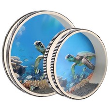 EASTROCK Wave Bead Ocean Drum Sea Sound with 8+10 inch, Natural Wood
