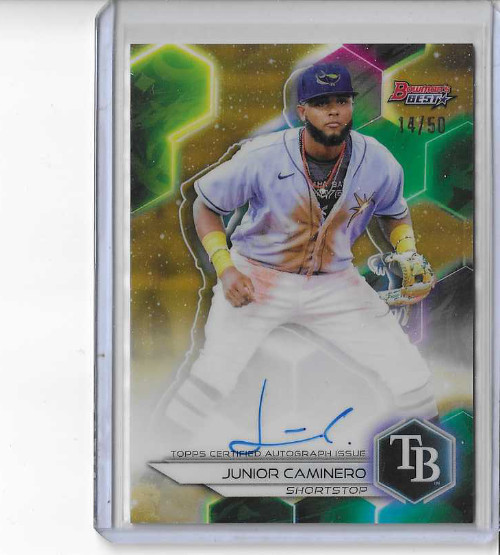 2023 Bowman's Best Gold Refractor Auto Junior Caminero RC 14/50  POWER!!