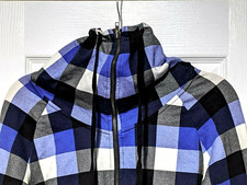Forever 21 Girls Checkered Coat Jacket Purple Black White Full Zip Pockets Sz M