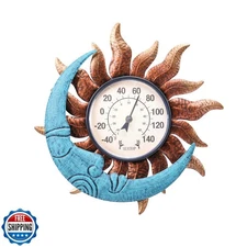 MUMTOP Indoor Outdoor Thermometer - Sun and Moon Wall Thermometer