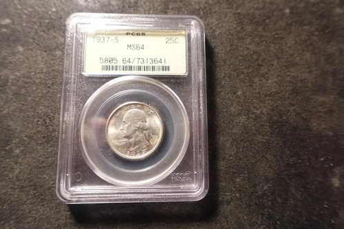 1937-S PCGS BU MS-64 Washington Head Quarter Nice Coin SLABZ
