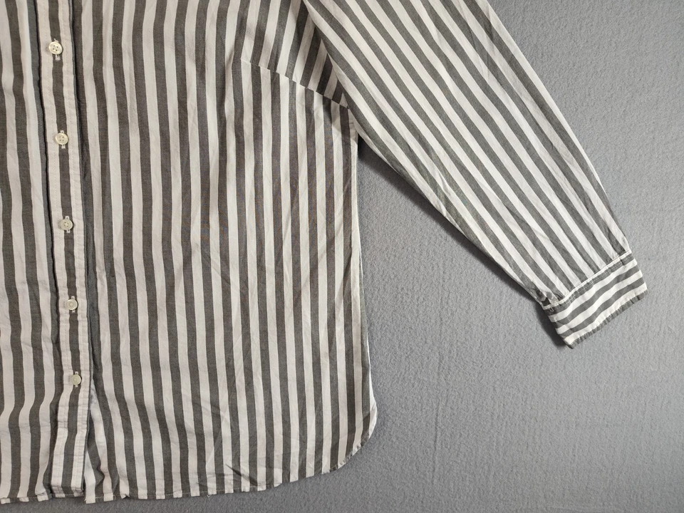 Talbots Women Top L White Gray Striped Long Sleeve Collared Button-down Outdoor - Image 4 of 4
