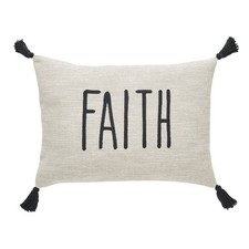 Faith Inspirational Throw Pillow Cover 14x20 Inches Tan and Black Decor