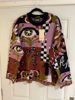 Neu Scotch & Soda Lagenlook Free Mind Jacquard Grobstrick Pullover - Größe M Neu mit Etikett