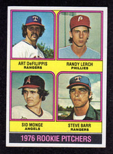 1976 Topps #595 Rookie Pitchers DeFilippis/Randy Lerch/Sid Monge/Barr Card EX/NM. rookie card picture