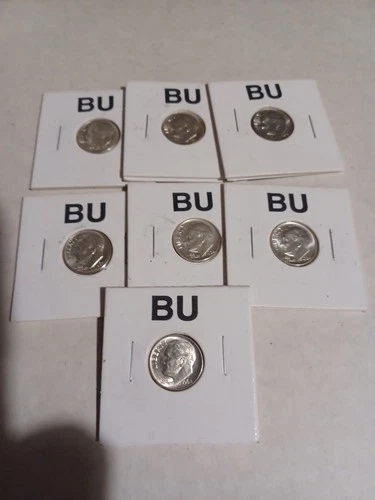 7 BU roosevelt silver dimes 4-1964, 1-1955S,1-1959D Show As Is