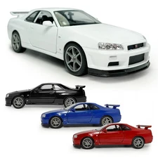 1:24 Scale Nissan Skyline GT-R (R34) Model Car Metal Diecast Vehicles Collection